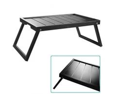 DRULINE Betttablett | Tablett | Klappbar | Frühstückstablett | Holztablett | Holztisch |Tabletttisch mit klappbaren Beinen | erhöhter Rand | Shabby Chic | Schwarz| 49 x 20 x 32 cm