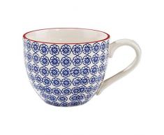BUTLERS Retro Tasse 550ml - Blauer Henkelbecher für Kaffee und Tee – Hochwertige Porzellantasse im Vintage Design