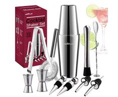 Cocktail Shaker, Cocktail Set Geschenk, Premium Boston Shaker 750ML550ML Geschenkset, Cocktailshaker Bar Zubehör Set, Cocktail Shaker Edelstahl, Shaker für Cocktails Mixer löffel 12 Teiliges Barkeeper