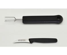 Pellkartoffel-Set, 2-tlg. Pellkartoffelgabel + Küchenmesser gebogen, rostfrei, Kunststoffgriff schwarz, Marsvogel Solingen