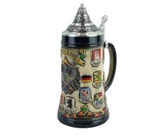 Bierkrug Deuschland Rustika 0,5L mit Zinndeckel Bier Krug Humpen Seidel