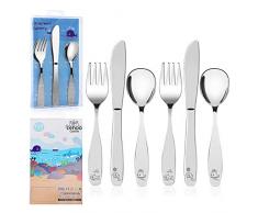 Lehoo Castle KinderBesteck ab 4 Jahren, 6-teilig KinderBesteck Edelstahl, Kleinkind Gabeln Löffel Messer Set, Baby Löffel Gabel Messer (Ozean Welt)
