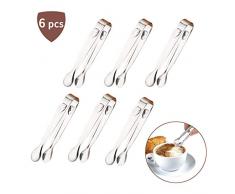 6 Stück Mini Zuckerzange, Edelstahl Eiszange Set, 11cm Süßigkeiten Zange für Kuchen Desserts Lebensmittel, Servierzange für Hochzeit Party Küche