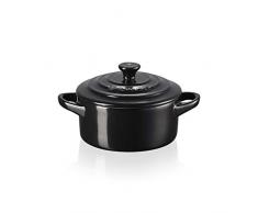 Le Creuset Mini-Cocotte/ Bräter, Rund, 200 ml, 10 x 5 cm, Steinzeug, Schwarz