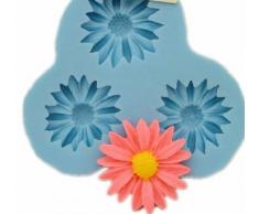 Allforhome 3-er Silikon-Form zum Backen und Basteln, Mini-Blume, für Fondant, Ton, Fimo-Knete, Süßigkeiten, Schokolade, Kuchen-Deko, 2,7cm