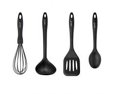 Lurch 221613 Silikon Küchenhelfer Essential Set, Black Tool, Schwarz, 4 Einheiten