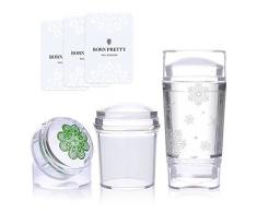 Born Pretty 3 Nail Art Stamper Set Reisen Jelly Silikon Kopf mit Schaber Maniküre Print Werkzeug Set