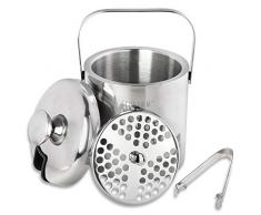 Schramm® Eiswürfelbehälter mit Deckel und Zange Weinkühler 1,3 Liter Eiseimer Eiskübel Sektkühler doppelwandig Eiskühler mit Henkel