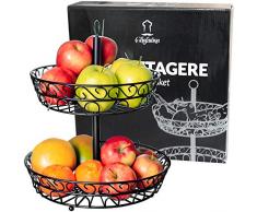 Chefarone Obst Etagere 30 cm - Obstschale Metall für mehr Platz auf der Arbeitsplatte - Etageren mit Obstschalen - dekorativer Obstkorb (schwarz)