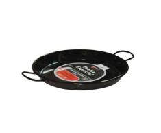 Vaello Paellapfanne mit Stahlkern - 30 cm Durchmesser - dank schwerem Stahlboden für alle Kochplatten (auch Induktion) geeignet - typisch schwarz emailliert