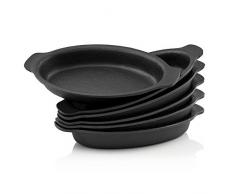 BBQ-Toro Servierpfännchen Set (6-er Pack) | 22,5 x 13 cm - oval | Gusseisen Grillpfannen Pfännchen