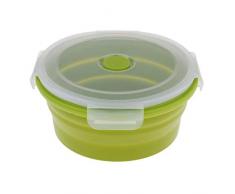 P Prettyia Outdoor Silikon Salatschüssel Rund Faltschüssel Camping Schüssel für Camping, Wandern, Picknick - Grün, 1200ml