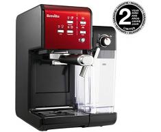 Breville PrimaLatte II Kaffee- und Espressomaschine VFC109X-01, 19 bar, für Kaffeepulver oder Pads geeignet, Integrierter automatischer Milchschäumer, schwarz/rot