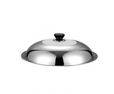 Topfdeckel Wok-Abdeckung Mit Rundem Knopf Aus Edelstahl Mit Sichtglas, Durchmesser 30-36CM