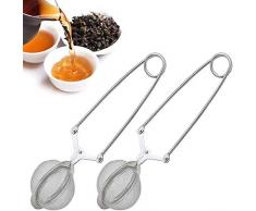 Voarge 2X Teezange,Teeei aus Edelstahl, Schnelle Teezubereitung für zwischendurch, Loose Leaf Tea Snap Ball & Tee Mesh Edelstahl Sieb mit Griff, Tea Infuser