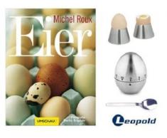 Geschenkset Eier: Buch Eier + 2 Eierbecher + 2 Eierlöffel + Eieruhr
