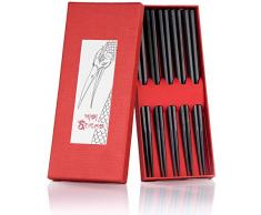 Nisi Sticks Premium Ess-Stäbchen 5er Set | Chopsticks in edlem schwarz | Asiatisches Geschirr für Sushi oder Reis-Gerichte | + Gratis E-Book mit tollen Sushi-Rezepten