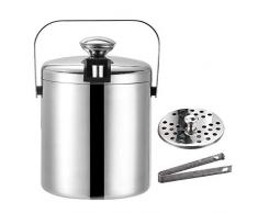 1.3L Eiseimer Eisbehälter sektkühler eiswürfelbehälter mit Zange und Deckel Edelstahl Weinkühle eiskübel eiskühler Doppelwand-Isolierung Deckel