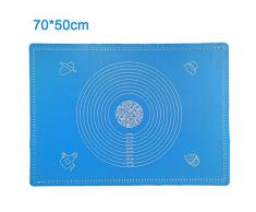 70x50cm Silikonmatte Baking Mat Nonstick Rutschfeste Backunterlage mit Messungen Fondant Teig Gebäck aus Silikon Backmatte Teigmatte Wiederverwendbar für Fondant Gebäck Pizza Matte, BPA Frei（Blau）