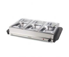 PROGRESS EK3665P Große tragbare DREI Speisenwärmer Buffet-Servierer, 3 x 2,5 Liter Pfannen, Edelstahl, 300 W