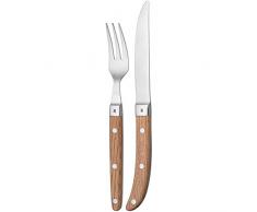 WMF Steakbesteck-Set 2-teilig Steakgabel Steakmesser Ranch Spezialklingenstahl geschmiedet Cromargan Edelstahl rostfrei matt Eichenholz geölt
