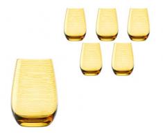 Stölzle Lausitz Twister Becher in Bernstein, 465 ml, 6er Set Gläser, spülmaschinenfest, Bunte Trinkbecher, hochwertige Qualität