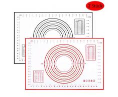 gigitube 2 Stück Silikon Backmatte, Silikonmatte Backen, Rutschfeste Backunterlage Baking Mat Backmatte Teigmatte für Fondant Gebäck Pizza Matte (60 x 40CM)