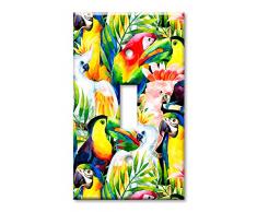 Art Plates Wandteller, Übergröße, bunte Vögel Einzel-Kippschalter Mehrfarbig