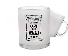 Shirtinstyle Glastasse Tee Kaffeetasse satiniert, Diplom Bester Opi der Welt