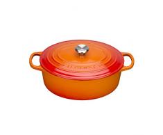 Le Creuset Signature Gusseisen-Bräter mit Deckel, Ø 29 cm, Oval, Für alle Herdarten und Induktion geeignet, Volumen: 4,7 l, Ofenrot