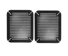 mDesign 2er-Set Spülbeckeneinlage – praktisch einstellbare Waschbeckenmatte aus Silikon – gepolsterte Spülbeckenmatte für das Spülbecken und als Geschirrablage – schwarz