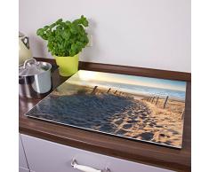 banjado Herdabdeckplatte aus Glas | Herdabdeckung einteilig 60x52cm | Spritzschutz für Ceranfeld oder Induktionsherd | Schneidebrett perfekt für die Küche mit Motiv Nordseestrand