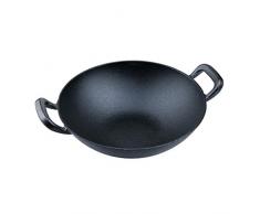 SANTOS Guss Wok XXL | Gusseisen Wok für Gasgrill oder Kohlegrill | Durchmesser Ø 32 cm | Gusswok Wokpfanne
