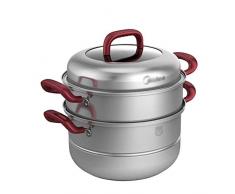 WSJ Großraum-Töpfe, Gemüse, Hummer, Scallop, Suppentopf, roter Griff, transparenter Deckel, Dämpftopf, geeignet für alle Herdtypen (Größe: 26 x 26 x 32 cm), 26*26*32CM