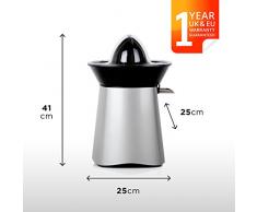 Duronic JE6 /SR Kompakter elektrischer Edelstahl-Entsafter/Zitruspresse/Orangenpresse/Saftpresse 100W - 2 Presskegel - Ideal für Zitrussäfte wie Orangen und Zitronen