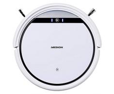 MEDION Saugroboter mit Ladestation und systematischer Navigation (Gyro, 90 Min. Laufzeit, Roboterstaubsauger für Hartböden, Teppiche, Fliesen, Laminat, Tierhaar optimiert, Direktabsaugung, MD 19511)