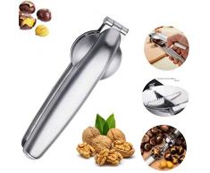 Qsnn Nussknacker Haselnuss, Maronizange Edelstahl Nußknacker, Kastanien Schneider Metall Nussknacker Chestnut Opener für Walnüsse, Haselnussknacker, Walnussknacker, Nuss öffner