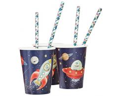 Ginger Ray Space Adventure Party Spaceship & Roboter Cupcake-Förmchen & Topper, gemischt Papierbecher N/A Pappbecher