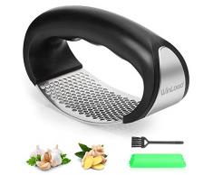 Winload Knoblauchpresse Edelstahl Rostfrei 304, Knoblauchbrecher mit Silikon Knoblauchschäler und Reinigungsbürste, Ingwerpresse Spülmaschinenfest, Knoblauchschneider mit Ergonomischer Griff