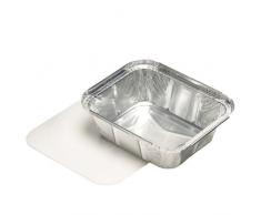 25 Schalen, Alu + Einlegdeckel, Pappe PE beschichtet eckig 0,5 l 14 cm x 11,4 cm x 4,2 cm