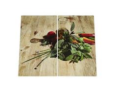 Herdabdeckplatten ceranfeld 2teilig Kräuter ESG Sicherheitsglas 60x56 cm Chilischote buntes Glas für alle Herdarten