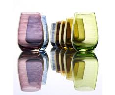 Stölzle Lausitz Twister Becher in blaugrau, 465 ml, 6er Set Gläser, spülmaschinenfest, Bunte Trinkbecher, hochwertige Qualität