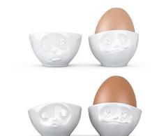 Fiftyeight 4er Eierbecher Set / KÜSSEND & VERTRÄUMT & LECKER & OCH BITTE / weiß