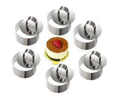 ONEDONE Mousse Ringe Tortenring Edelstahl Kuchenform mit Schieber, 8cm Durchmesser, 6 Stück (Runde)