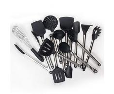 SXSHYUJE Antihaft Silikon Küchenhelfer Set 14 Pcs Kochset, Aus Edelstahl, Küchenutensilien Set - Antihaft Aufhängen Hitzebeständig Kochbesteck Backutensilien, Grey