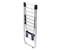 SONGMICS klappbar Wäscheständer, Standtrockner Kleiderständer Wäschetrockner Flügelwäscheständer, 16 m Trockenlänge, aus Edelstahl, Silber LLR502