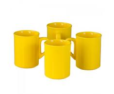 Van Well 4er-Set Kaffeebecher Sun, 280 ml, sonnengelbe Kaffeetassen groß, Kaffee-Pott, gelbes Porzellan-Geschirr, Frühstücks-Becher, Gastronomie