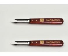 2 x Kartoffelschälmesser, Schäler, Sparschäler, 2-schneidig, Holzgriff, Marsvogel Solingen