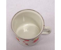 G1721: Kinder Henkelbecher Mädchen, Tasse, Henkeltopf, Emaille Kaffeetasse 7 cm.