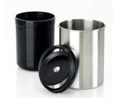 Emsa 506469 Tisch-Abfallbehälter, Edelstahl, 11.5 x 16.6 cm, Edelstahl/Schwarz, Accenta